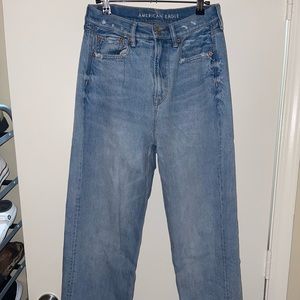 American Eagle Highest Waist Baggy Jeans, Washed Blue, Size 8 Regular
